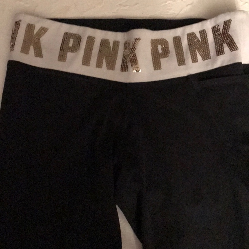 Pink Yoga Pants with Gold sequined pink